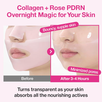 No.2 Overnight Face Mask | Rose PDRN Overnight Collagen Mask | Korean Glass Skin Essential | Elasticity, Hydrating, Firming, Enlarged Pores | Collagen, Peptides, PDRN | 37G, 4Ea
