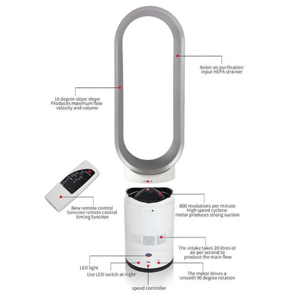 Ventilateur Sans Pales Avec Télécommande Et Purification D'Air