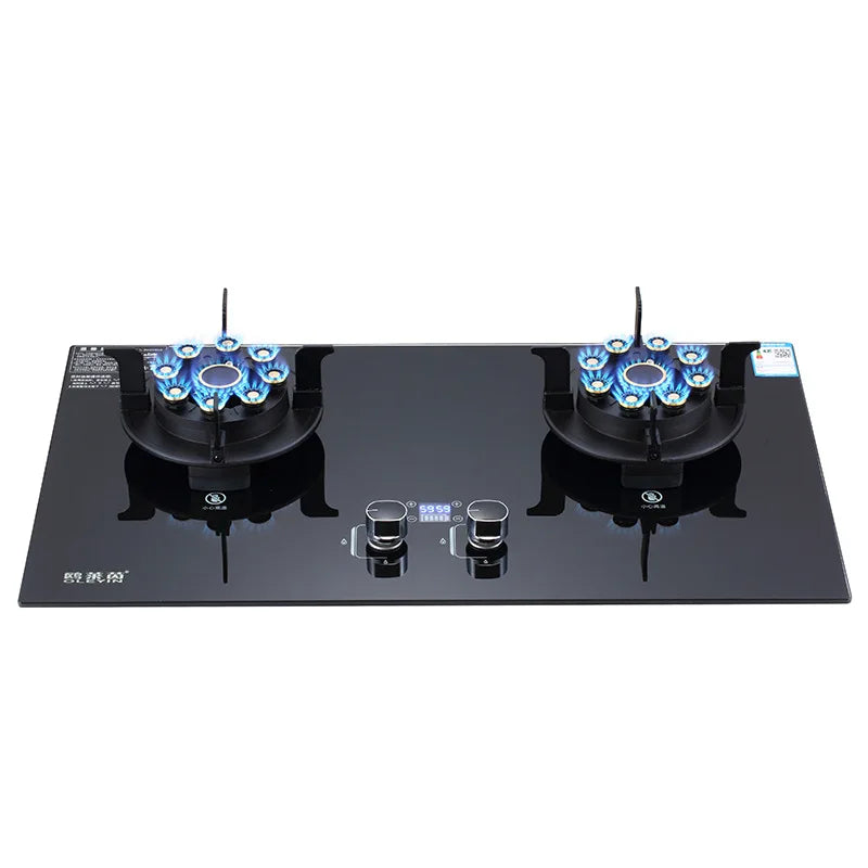 Household Gas Burner Stove for Kitchen Cooktop Upgrade Timing Flip Kitchen Gas Cooker Energy-Saving Embedded Fierce Fire Stove