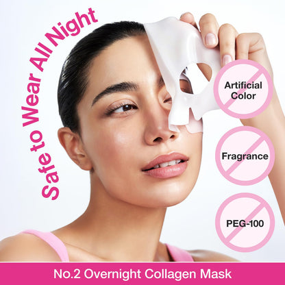 No.2 Overnight Face Mask | Rose PDRN Overnight Collagen Mask | Korean Glass Skin Essential | Elasticity, Hydrating, Firming, Enlarged Pores | Collagen, Peptides, PDRN | 37G, 4Ea
